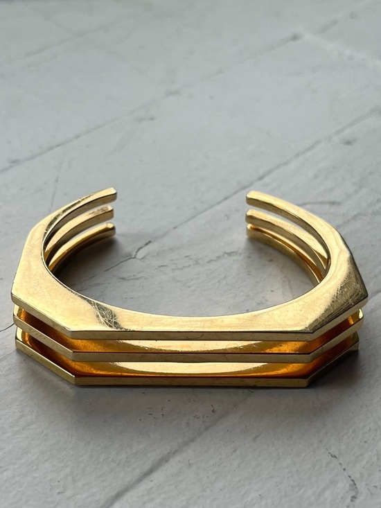 Club Monaco Jewelry - Club Monaco Stacked Gold Tone Geometric Cuff Bracelet